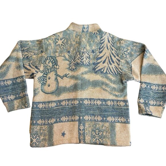 VINTAGE Unique‎ Sugar Street Weavers Snowman Sweater Winter Wonder Land S Rare - Picture 10 of 13
